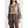 Kobi Halperin Mullin Floral Trumpet Sleeve Shirt In Blue