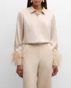Kobi Halperin Murphy Feather-trim Collared Blouse In Antique