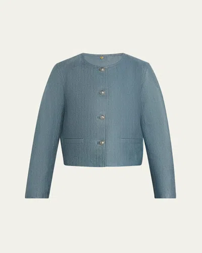 KOBI HALPERIN MUSE DENIM-PRINT LEATHER JACKET