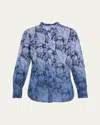 Kobi Halperin Napa Ombre Floral-print Blouse In Blue Multi