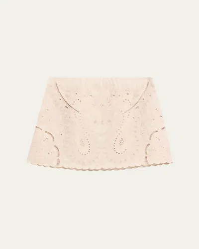Kobi Halperin Natalie Embroidered Cotton-linen Mini Skirt In Neutral