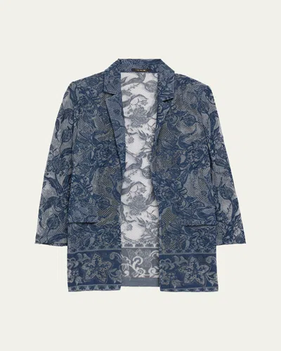 Kobi Halperin Nathalie Open-front Floral Lace Jacket In Blue Multi