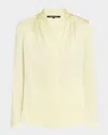 Kobi Halperin Nellie Pleated V-neck Long-sleeve Blouse In Pastel Yellow
