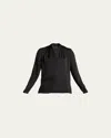 Kobi Halperin Nellie Pleated V-neck Long-sleeve Blouse In Pink
