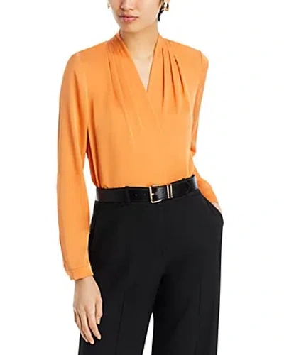 Kobi Halperin Nellie Pleated V-neck Long-sleeve Blouse In Saffron