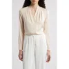 Kobi Halperin Nellie Pleated V-neck Long-sleeve Blouse In Ecru