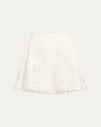 KOBI HALPERIN NERO EMBROIDERED WIDE-LEG SHORTS