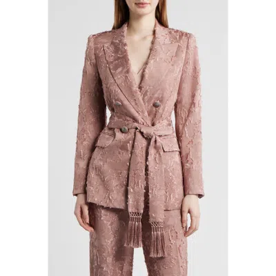 Kobi Halperin Nia Floral Jacquard Belted Jacket In Pink