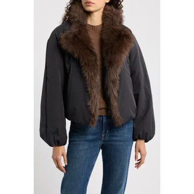 Kobi Halperin Nikki Faux Fur Collar Coat In Black