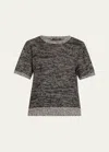 Kobi Halperin Noa Micro Sequins Short Sleeve Sweater In Black Multi