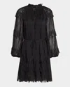 Kobi Halperin Nora Long Sleeve Chiffon Cocktail Dress In Black