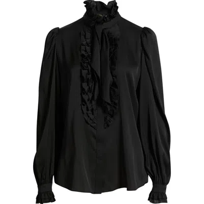Kobi Halperin North Tie Neck Silk Blend Blouse In Black