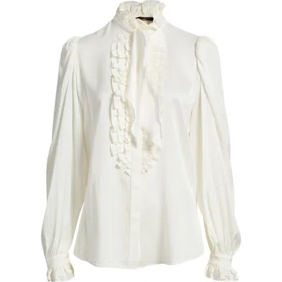 Kobi Halperin North Tie Neck Silk Blend Blouse In White
