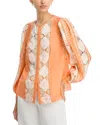 Kobi Halperin Novi Crocheted Lace Blouse In Orange