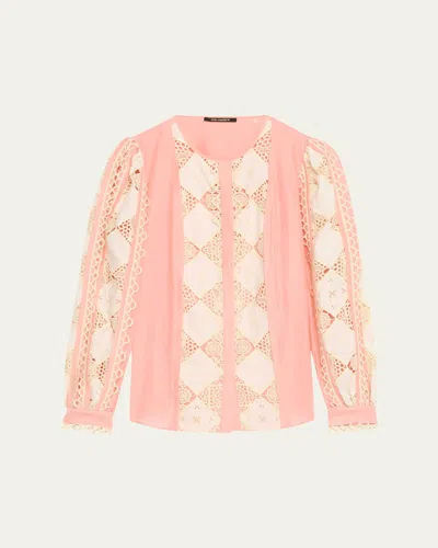 Kobi Halperin Novi Lace-embellished Blouse In Pink