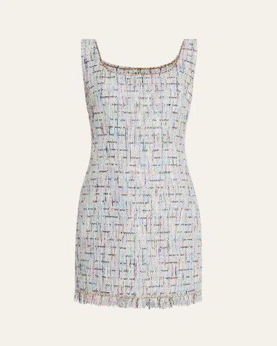 KOBI HALPERIN NOVI SLEEVELESS FRINGE-TRIM TWEED MINI DRESS