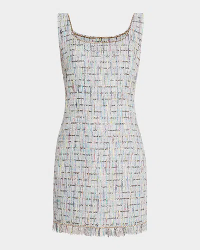 KOBI HALPERIN NOVI SLEEVELESS FRINGE-TRIM TWEED MINI DRESS