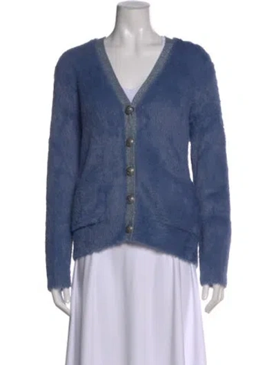 Pre-owned Kobi Halperin Nylon V-neck Sweater In Blue