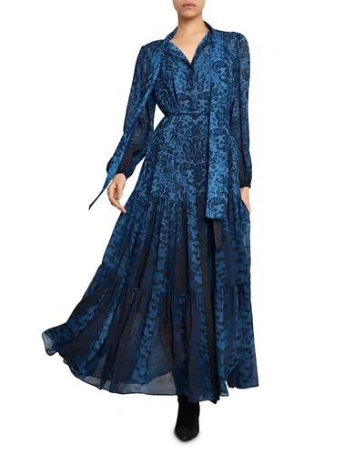 Kobi Halperin Oak Belted Tiered Shirtdress In Blue