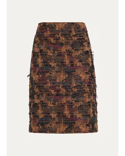 Kobi Halperin Olsen Tweed Knee-length Skirt In Brown