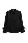 Kobi Halperin Murphy Feather-trim Collared Blouse In Black