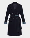 Kobi Halperin Otto Denim-trim Wool Coat In Blue