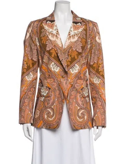 Pre-owned Kobi Halperin Paisley Print Blazer In Orange