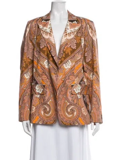 Pre-owned Kobi Halperin Paisley Print Blazer W/ Tags In Orange