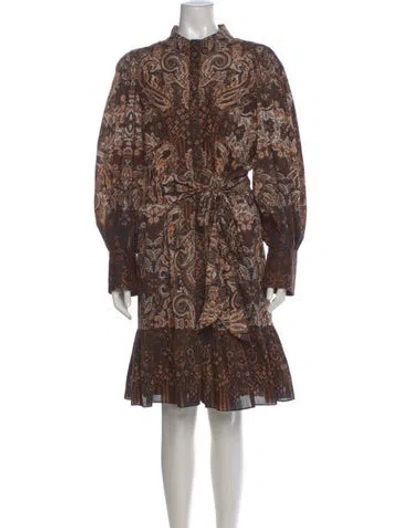 Pre-owned Kobi Halperin Paisley Print Knee-length Dress In Brown