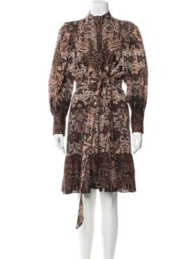 Pre-owned Kobi Halperin Paisley Print Knee-length Dress In Brown