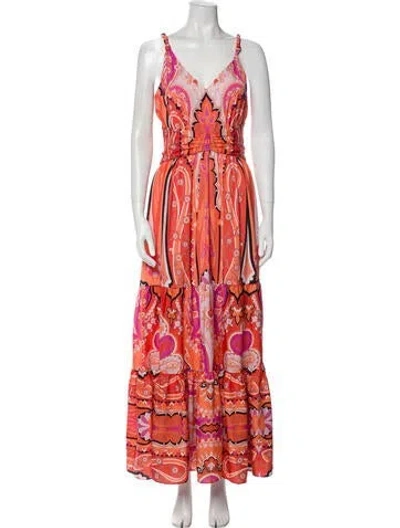 Pre-owned Kobi Halperin Paisley Print Long Dress In Pink