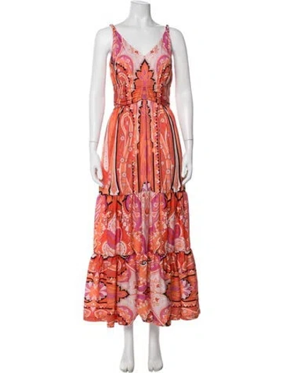 Pre-owned Kobi Halperin Paisley Print Long Dress In Pink