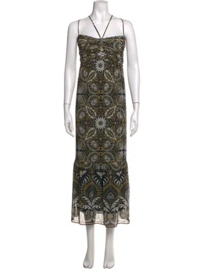 Pre-owned Kobi Halperin Paisley Print Long Dress W/ Tags In Black
