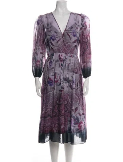 Pre-owned Kobi Halperin Paisley Print Midi Length Dress In Green