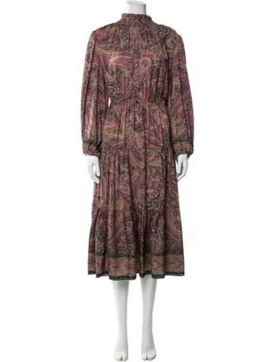 Pre-owned Kobi Halperin Paisley Print Midi Length Dress In Pink