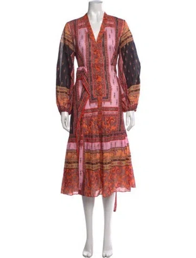 Pre-owned Kobi Halperin Paisley Print Midi Length Dress In Pink