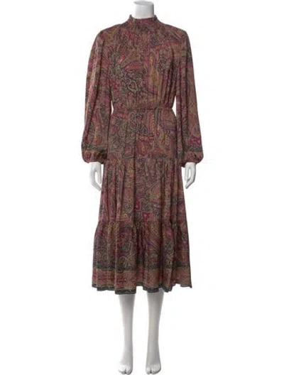 Pre-owned Kobi Halperin Paisley Print Midi Length Dress In Pink
