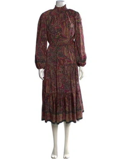 Pre-owned Kobi Halperin Paisley Print Midi Length Dress In Pink