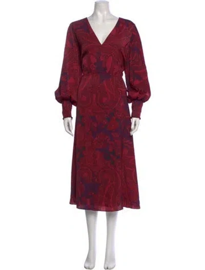 Pre-owned Kobi Halperin Paisley Print Midi Length Dress In Red