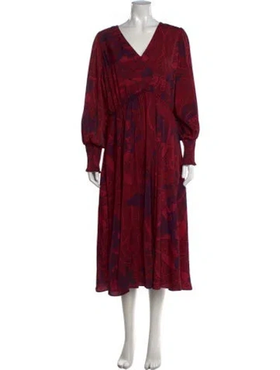 Pre-owned Kobi Halperin Paisley Print Midi Length Dress In Red