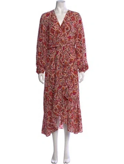 Pre-owned Kobi Halperin Paisley Print Midi Length Dress W/ Tags In Black
