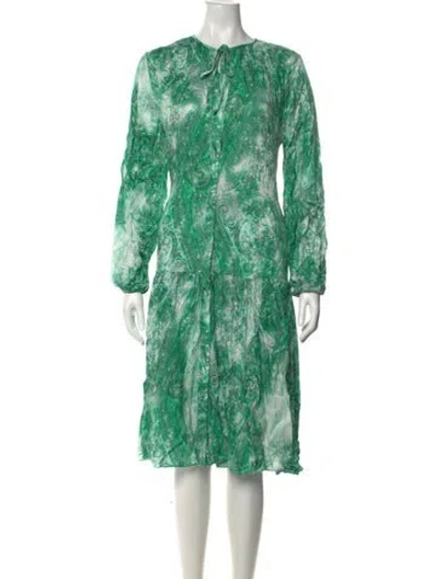 Pre-owned Kobi Halperin Paisley Print Midi Length Dress W/ Tags In Green