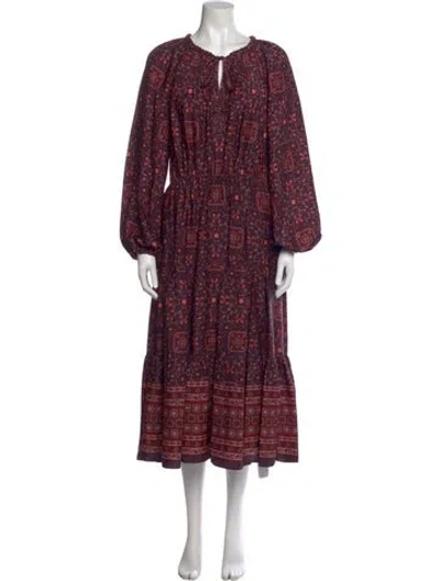 Pre-owned Kobi Halperin Paisley Print Midi Length Dress W/ Tags In Red