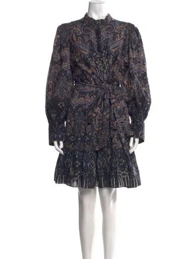 Pre-owned Kobi Halperin Paisley Print Mini Dress In Blue