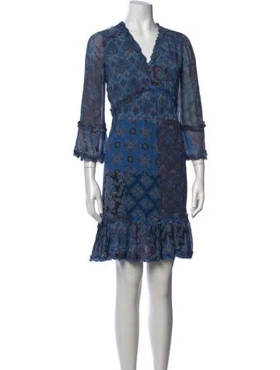 Pre-owned Kobi Halperin Paisley Print Mini Dress In Blue