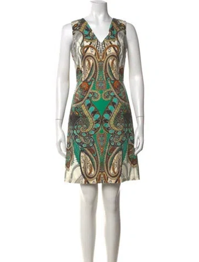 Pre-owned Kobi Halperin Paisley Print Mini Dress In Green