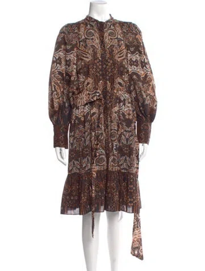 Pre-owned Kobi Halperin Paisley Print Mini Dress W/ Tags In Brown