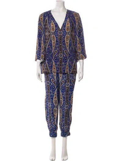 Pre-owned Kobi Halperin Paisley Print Pant Set In Multi