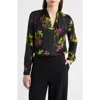Kobi Halperin Palm Silk Blend Floral Blouse In Black