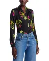 Kobi Halperin Palm Silk Blend Floral Blouse In Black